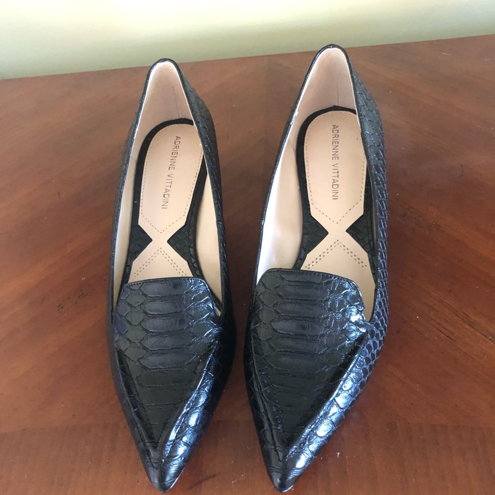 Black snakeskin heels